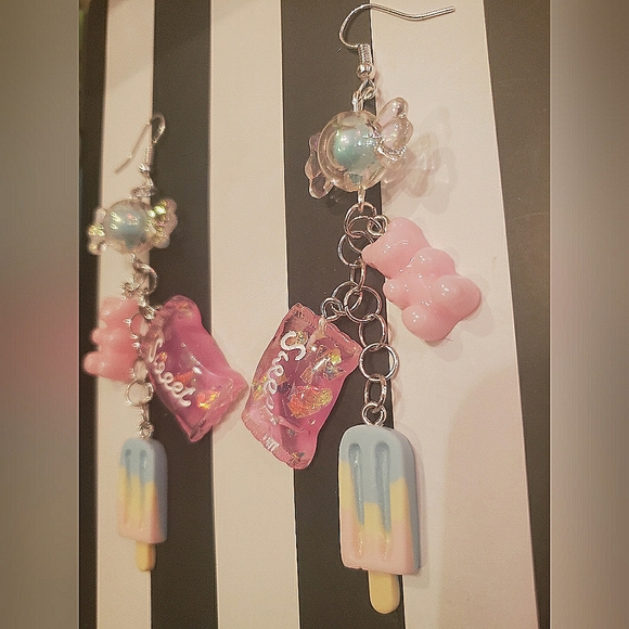 Handmade Cute Candy & Bears & Popsicles Dangle Earrings - Picture 2 of 4
